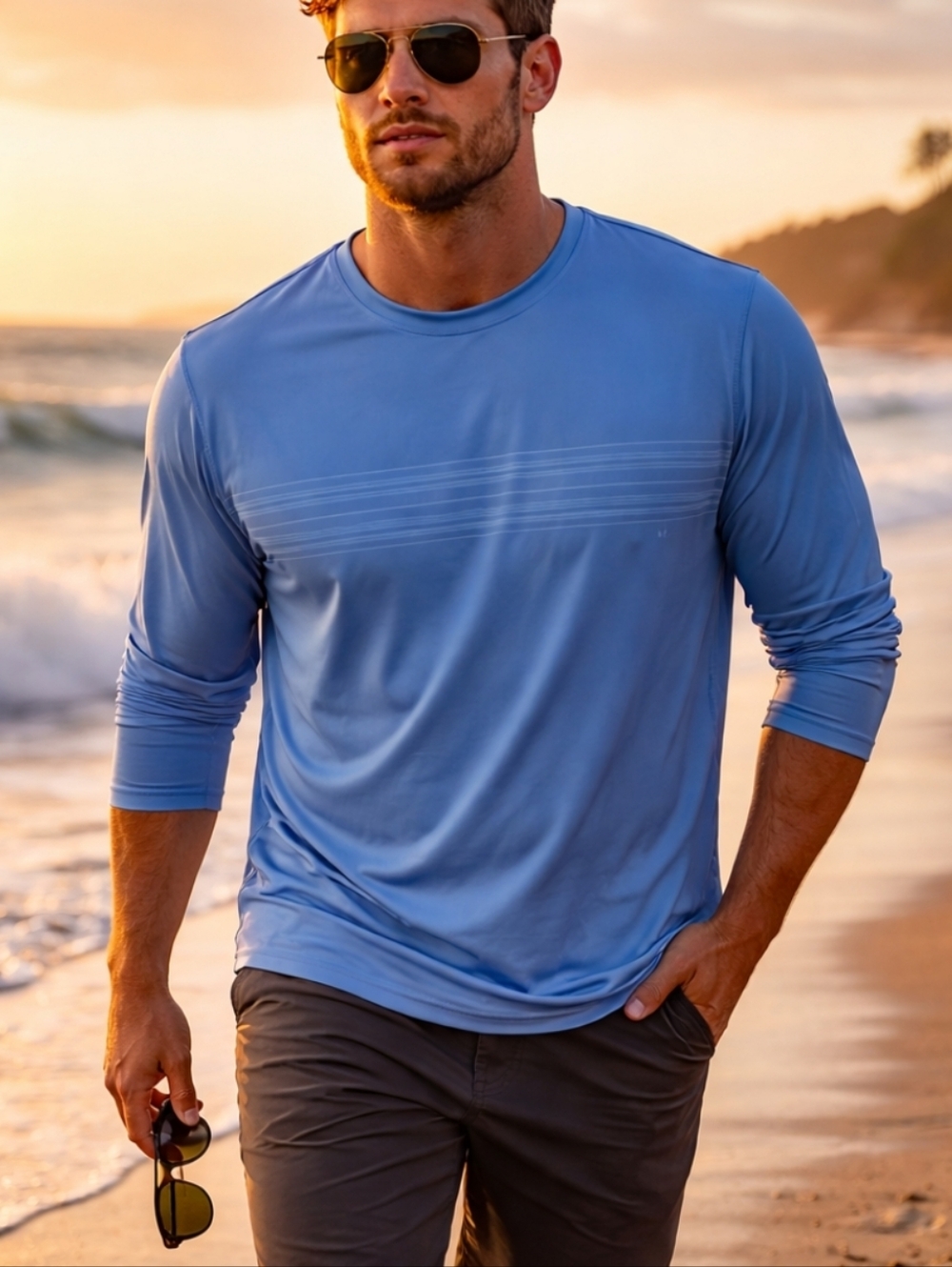 Hang Ten UPF 50+ Performance Shirt XXL Blue Long Sleeve Quick Dry Beach Fishing